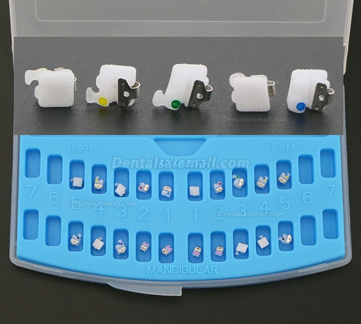 1Box Dental Orthodontic Self-ligating Ceramic Brackets Braces Roth 022 345 Hooks